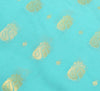 Indian Aqua Green Banarasi Sari Art Cotton Saree Blouse Fabric Gold Zari Woven