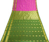 Indian Purple Sari Banarasi Art Cotton Saree with Green Blouse Gold Zari Weaving