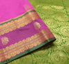 Indian Purple Sari Banarasi Art Cotton Saree with Green Blouse Gold Zari Weaving