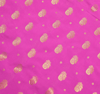 Indian Purple Sari Banarasi Art Cotton Saree with Green Blouse Gold Zari Weaving