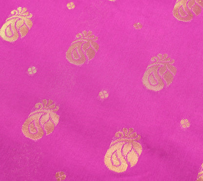 Indian Purple Sari Banarasi Art Cotton Saree with Green Blouse Gold Zari Weaving