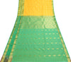 Indian Yellow Banarasi Sari Art Cotton Saree with Blouse Fabric Gold Zari Woven