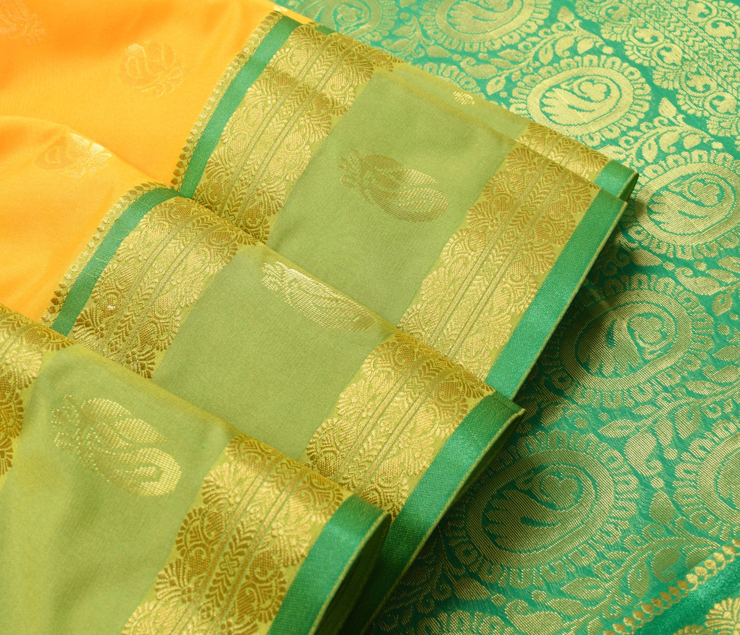 Indian Yellow Banarasi Sari Art Cotton Saree with Blouse Fabric Gold Zari Woven