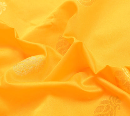 Indian Yellow Banarasi Sari Art Cotton Saree with Blouse Fabric Gold Zari Woven