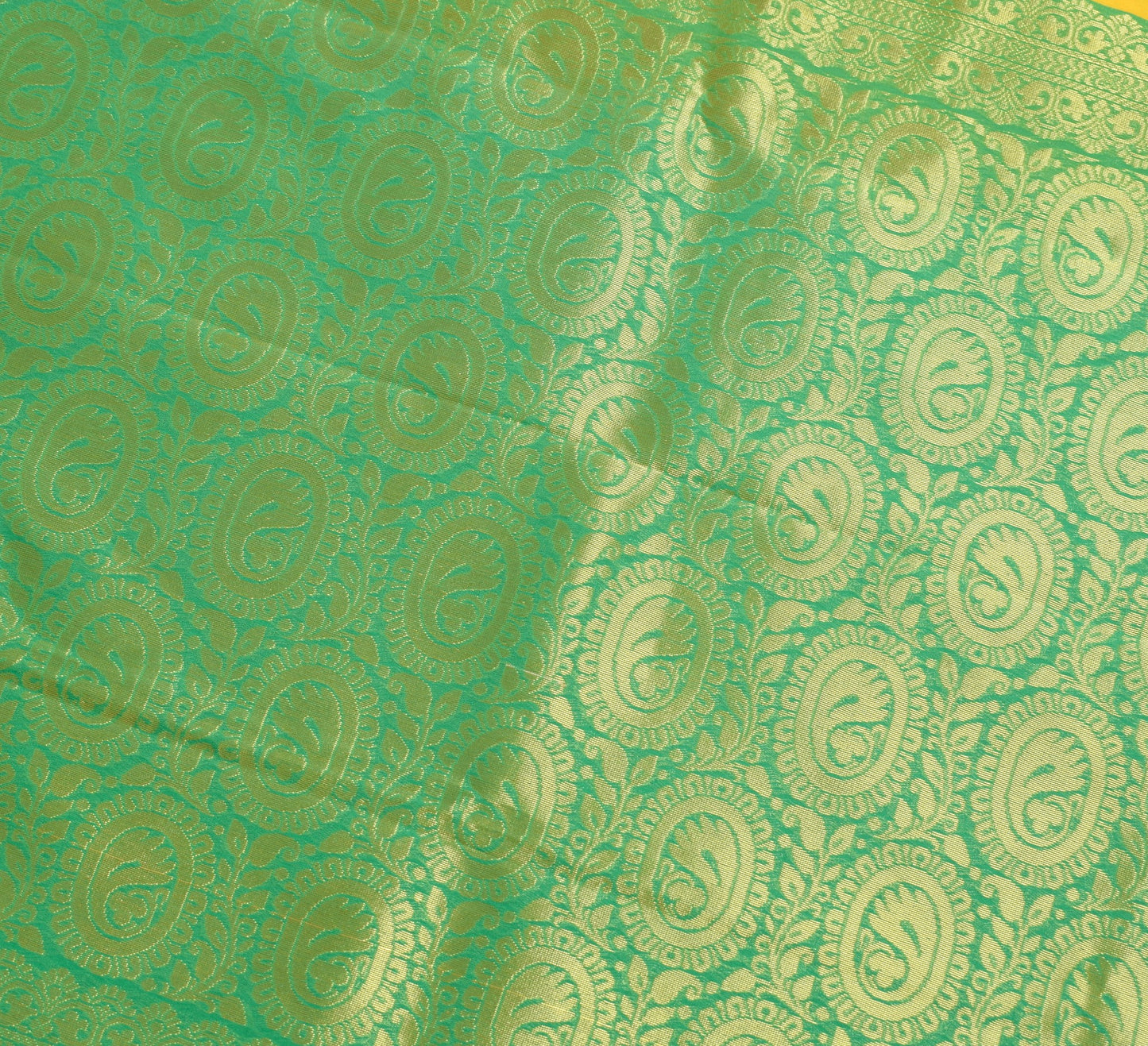 Indian Yellow Banarasi Sari Art Cotton Saree with Blouse Fabric Gold Zari Woven