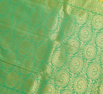 Indian Yellow Banarasi Sari Art Cotton Saree with Blouse Fabric Gold Zari Woven