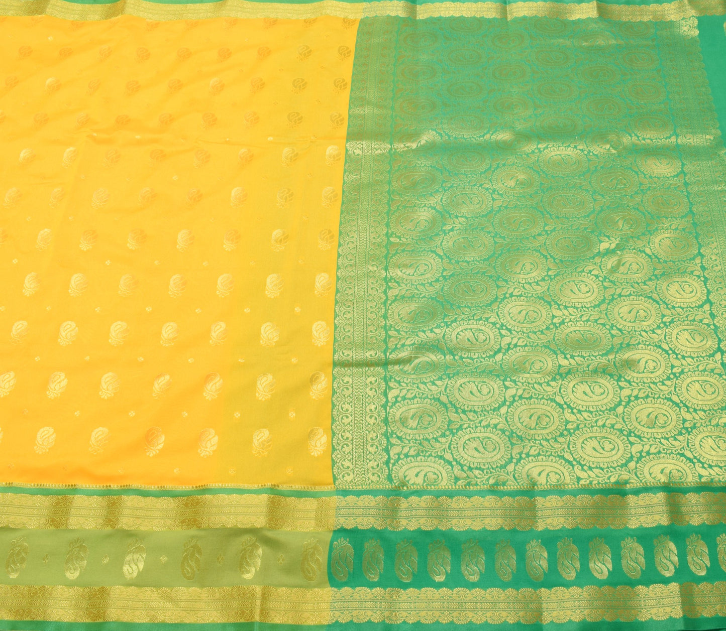 Indian Yellow Banarasi Sari Art Cotton Saree with Blouse Fabric Gold Zari Woven
