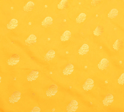 Indian Yellow Banarasi Sari Art Cotton Saree with Blouse Fabric Gold Zari Woven
