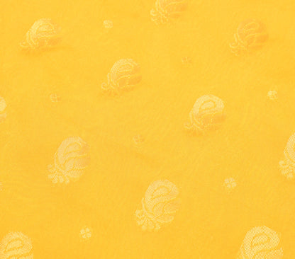 Indian Yellow Banarasi Sari Art Cotton Saree with Blouse Fabric Gold Zari Woven