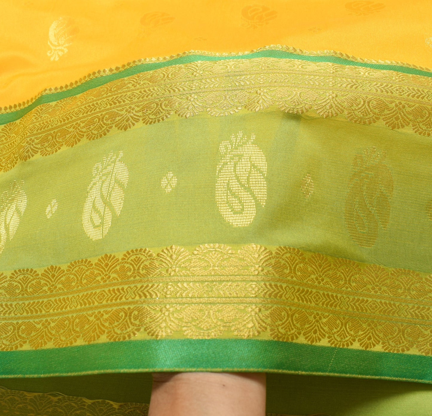 Indian Yellow Banarasi Sari Art Cotton Saree with Blouse Fabric Gold Zari Woven