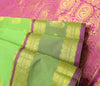 Indian Green Purple Sari Banarasi Art Cotton Saree with Blouse Gold Zari Woven