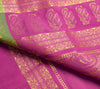 Indian Green Purple Sari Banarasi Art Cotton Saree with Blouse Gold Zari Woven