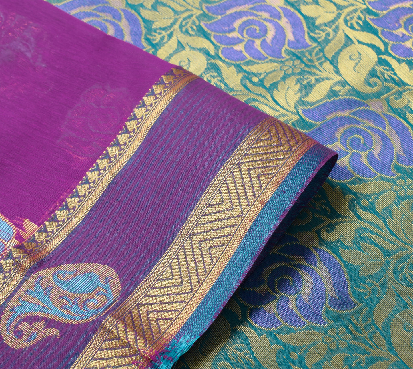 Purple Zari Woven Banarasi Saree Cotton Art Party Wear Sari with Blouse Fabric
