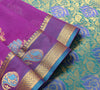 Purple Zari Woven Banarasi Saree Cotton Art Party Wear Sari with Blouse Fabric