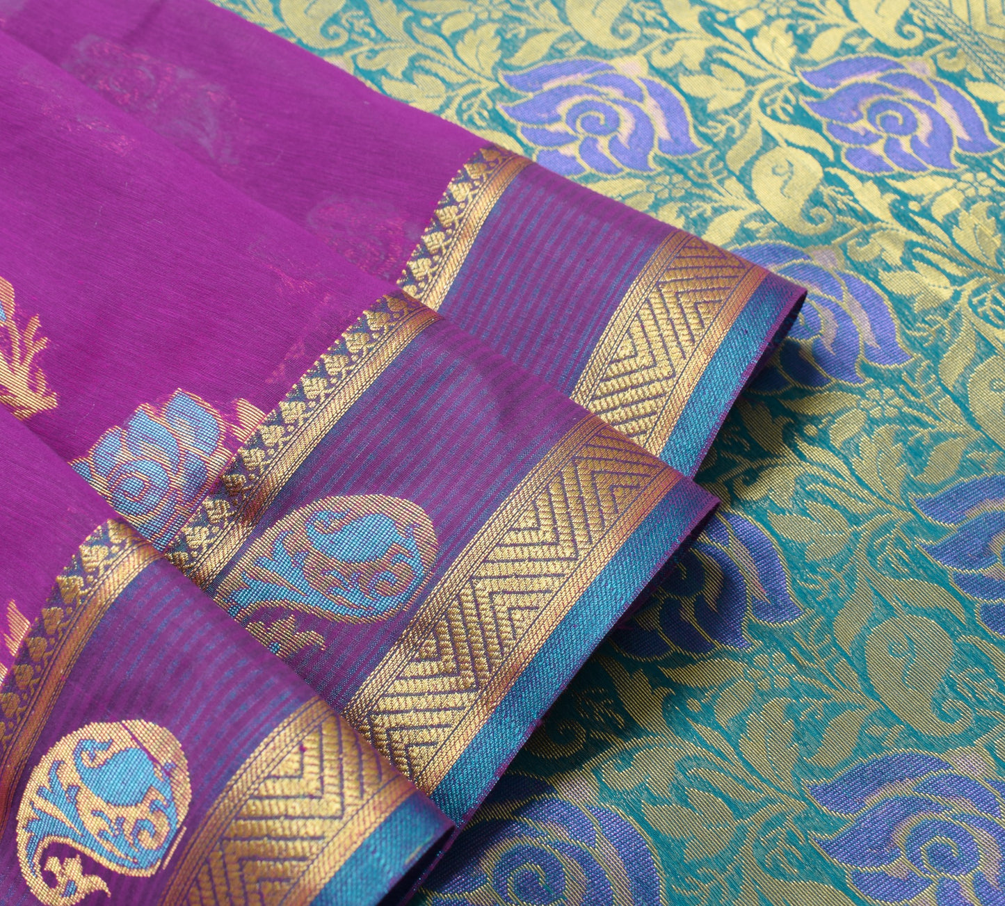 Purple Zari Woven Banarasi Saree Cotton Art Party Wear Sari with Blouse Fabric