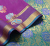 Purple Zari Woven Banarasi Saree Cotton Art Party Wear Sari with Blouse Fabric