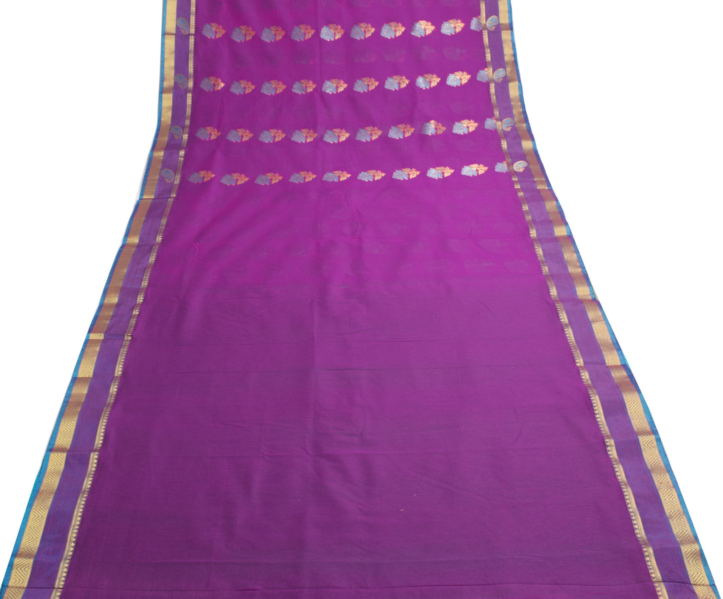 Purple Zari Woven Banarasi Saree Cotton Art Party Wear Sari with Blouse Fabric