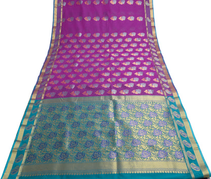 Purple Zari Woven Banarasi Saree Cotton Art Party Wear Sari with Blouse Fabric