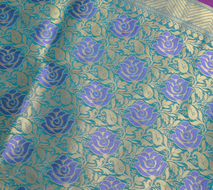 Purple Zari Woven Banarasi Saree Cotton Art Party Wear Sari with Blouse Fabric