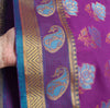 Purple Zari Woven Banarasi Saree Cotton Art Party Wear Sari with Blouse Fabric