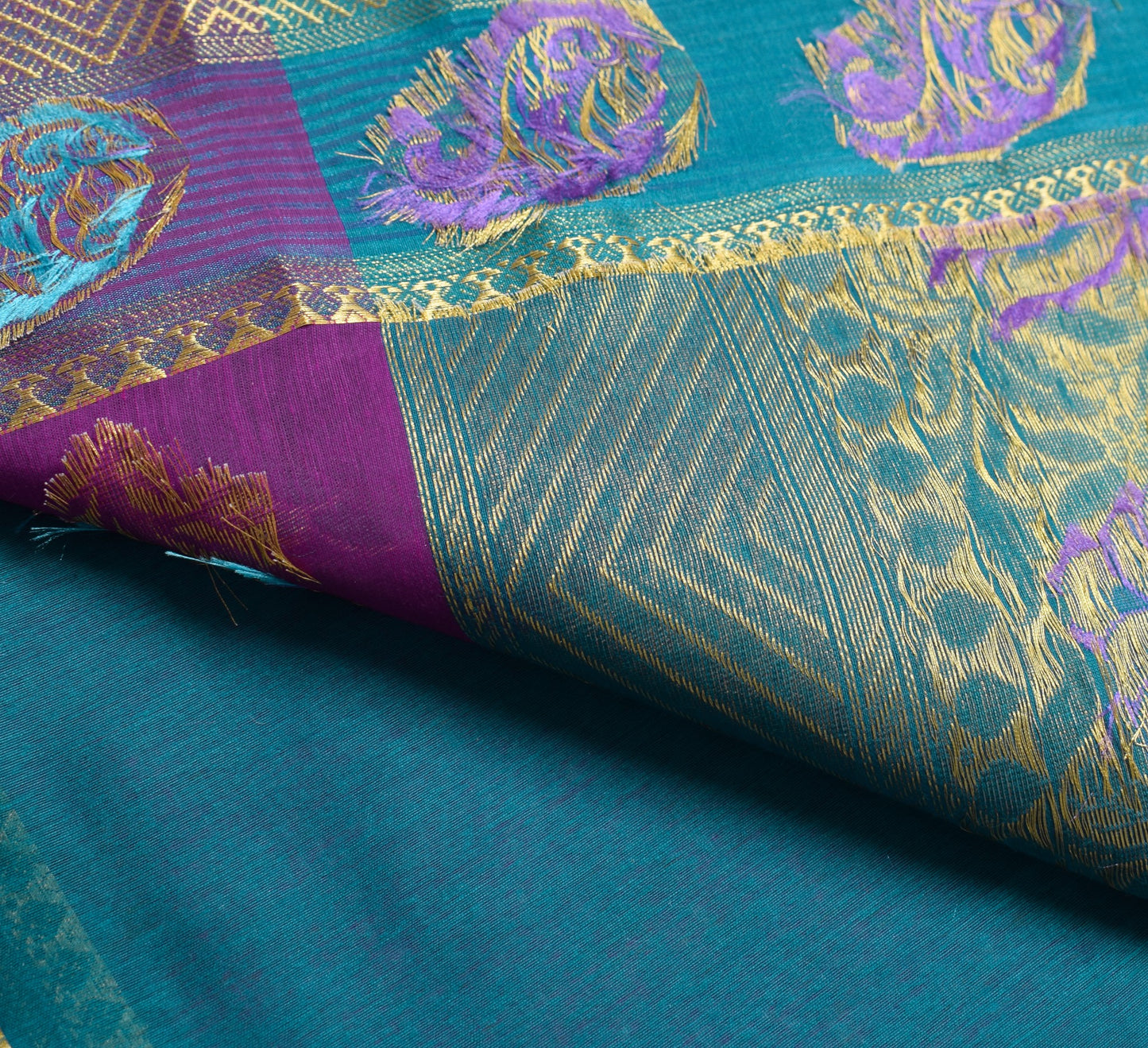 Purple Zari Woven Banarasi Saree Cotton Art Party Wear Sari with Blouse Fabric