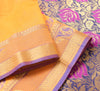Zari Woven Banarasi Saree Cotton Art Party Wear Sari with Blouse Fabric Yellow