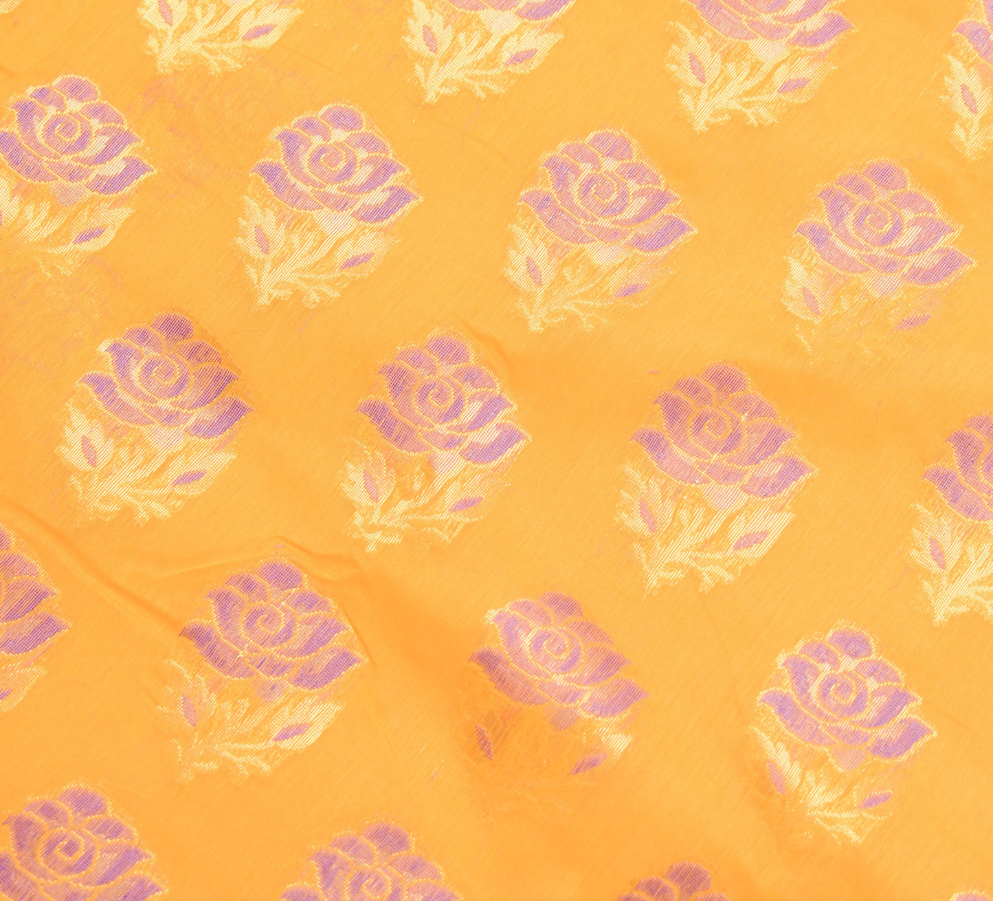 Zari Woven Banarasi Saree Cotton Art Party Wear Sari with Blouse Fabric Yellow