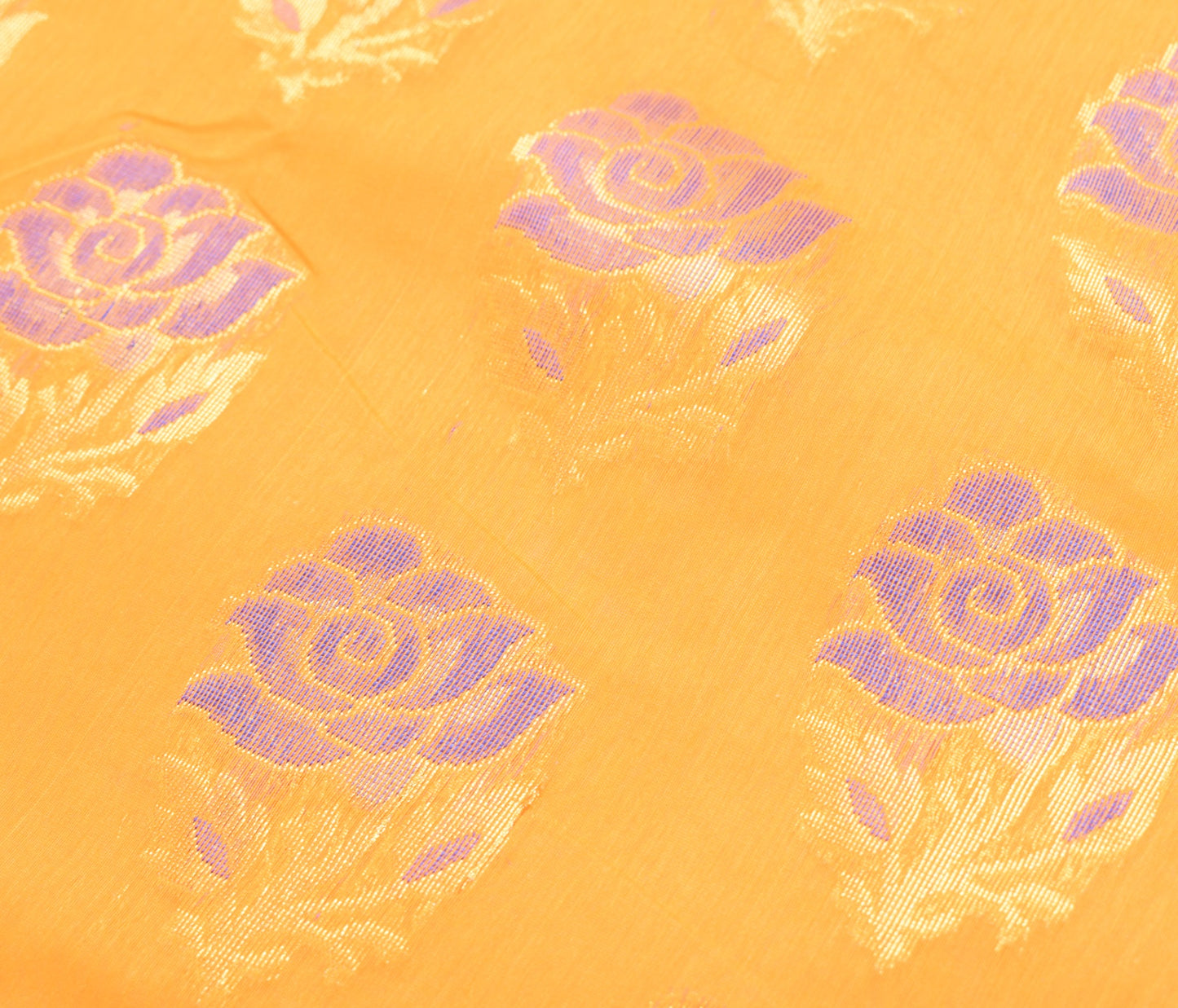 Zari Woven Banarasi Saree Cotton Art Party Wear Sari with Blouse Fabric Yellow