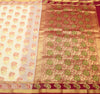 Cream Zari Woven Banarasi Saree Cotton Art Party Wear Sari with Blouse Fabric