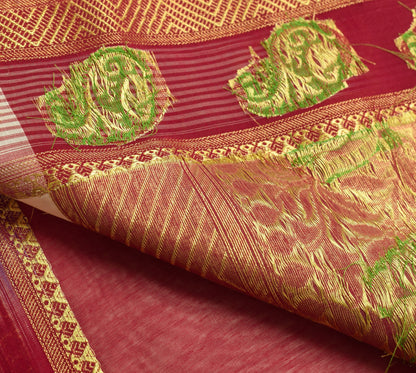 Cream Zari Woven Banarasi Saree Cotton Art Party Wear Sari with Blouse Fabric