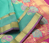 Aqua Green Zari Woven Banarasi Saree Cotton Art Party Wear Sari Blouse Fabric