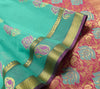 Aqua Green Zari Woven Banarasi Saree Cotton Art Party Wear Sari Blouse Fabric
