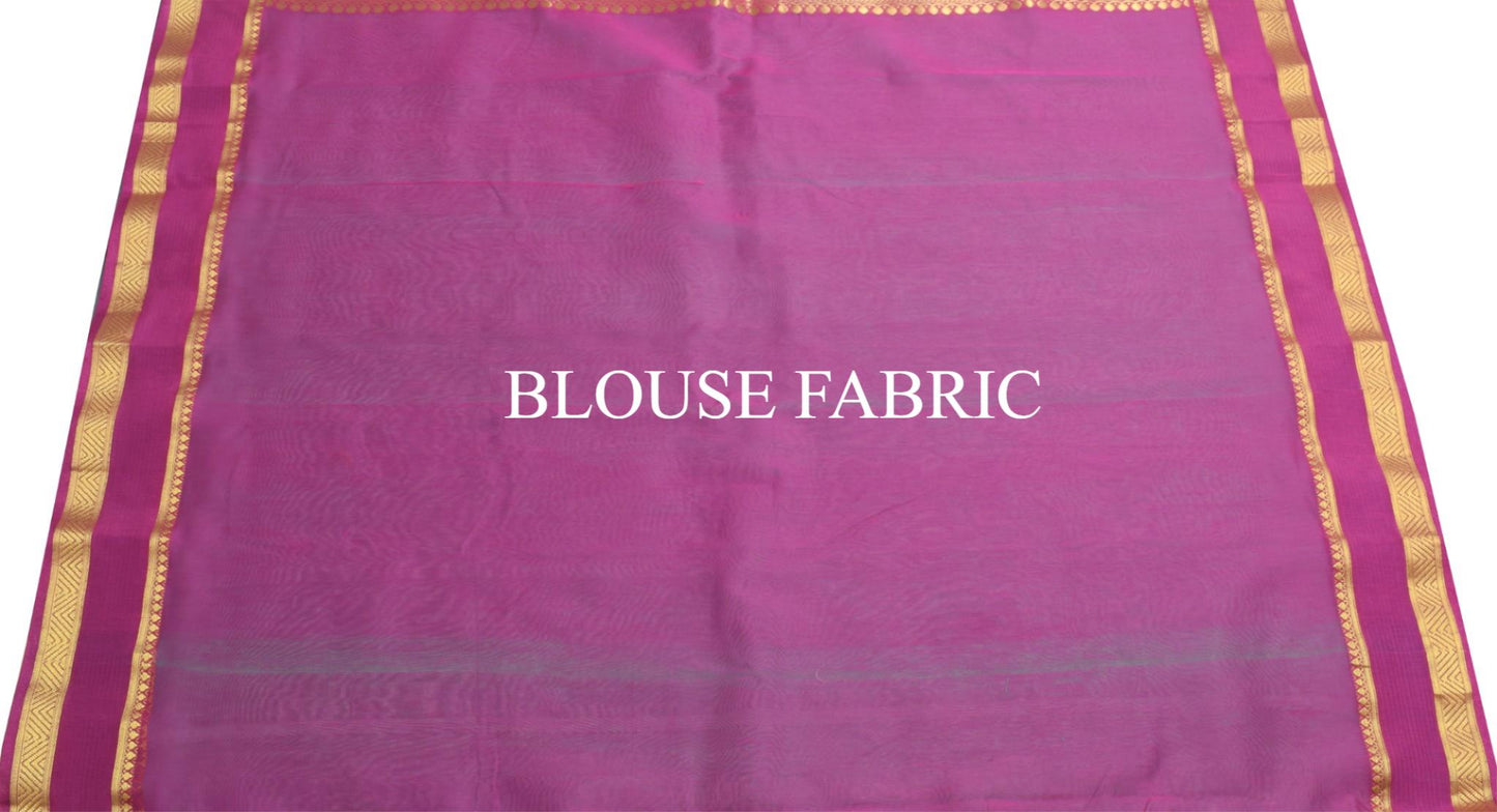 Aqua Green Zari Woven Banarasi Saree Cotton Art Party Wear Sari Blouse Fabric