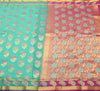 Aqua Green Zari Woven Banarasi Saree Cotton Art Party Wear Sari Blouse Fabric