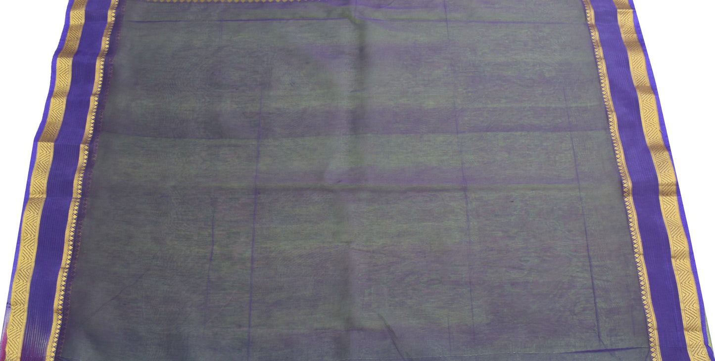 Zari Woven Green Banarasi Saree Cotton Art Party Wear Sari with Blouse Fabric