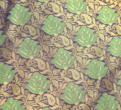 Zari Woven Green Banarasi Saree Cotton Art Party Wear Sari with Blouse Fabric