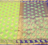 Zari Woven Green Banarasi Saree Cotton Art Party Wear Sari with Blouse Fabric