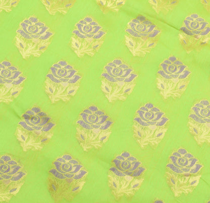 Zari Woven Green Banarasi Saree Cotton Art Party Wear Sari with Blouse Fabric