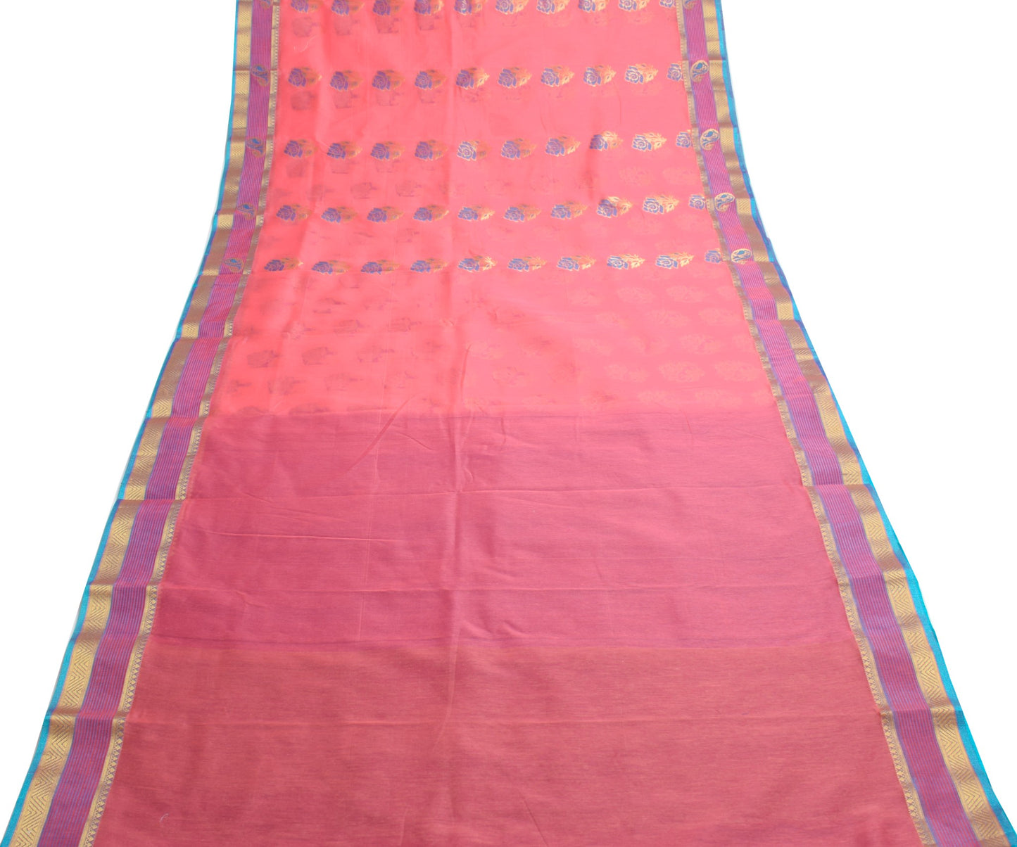 Zari Woven Pink Banarasi Saree Cotton Art Party Wear Sari with Blouse Fabric