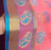 Zari Woven Pink Banarasi Saree Cotton Art Party Wear Sari with Blouse Fabric