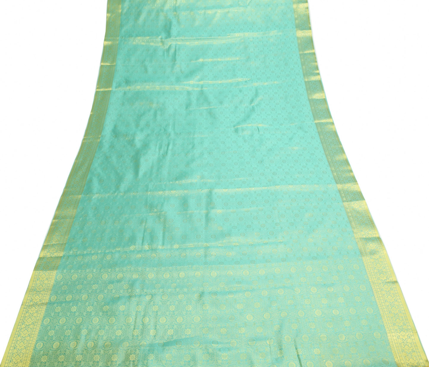 Indian Aqua Green Sari Banarasi Art Silk Saree with Blouse Gold Zari Weaving