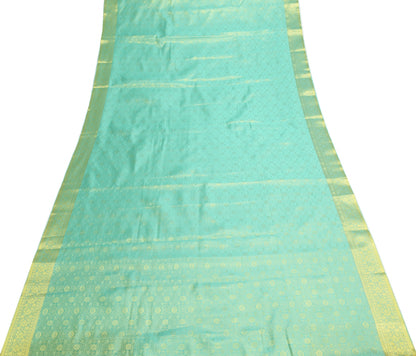 Indian Aqua Green Sari Banarasi Art Silk Saree with Blouse Gold Zari Weaving