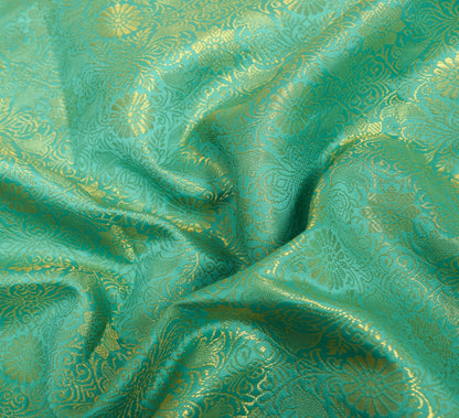 Indian Aqua Green Sari Banarasi Art Silk Saree with Blouse Gold Zari Weaving