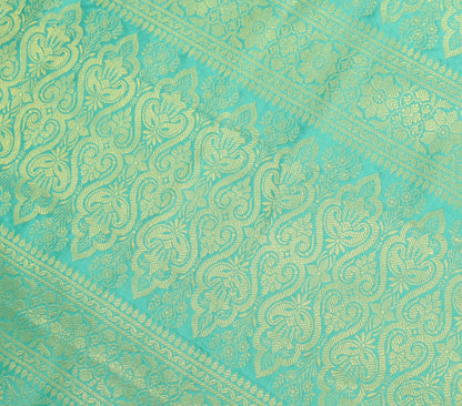 Indian Aqua Green Sari Banarasi Art Silk Saree with Blouse Gold Zari Weaving