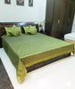 Banarasi Silk Indian Bed Set – Green Cushion & Pillow Covers Woven Zari Brocade