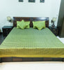 Banarasi Silk Indian Bed Set – Green Cushion & Pillow Covers Woven Zari Brocade