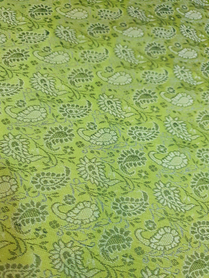 Banarasi Silk Indian Bed Set – Green Cushion & Pillow Covers Woven Zari Brocade
