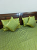 Banarasi Silk Indian Bed Set – Green Cushion & Pillow Covers Woven Zari Brocade