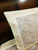 Banarasi Bed Cover Off White Silk Woven Zari Brocade Indian Cushion & Pillow Set