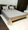 Banarasi Bed Cover Off White Silk Woven Zari Brocade Indian Cushion & Pillow Set